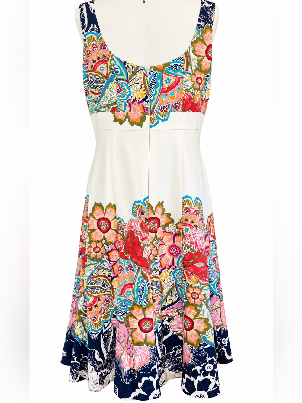 Nine West Floral Border Print Empire Waist Cotton Sundress 12 - Picture 4 of 11